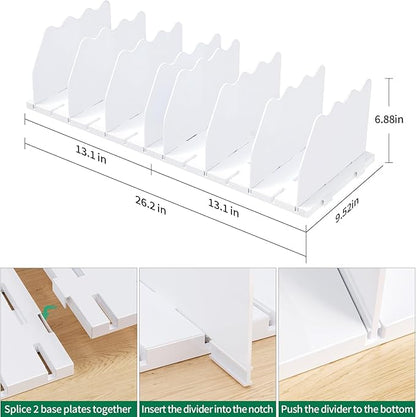 SPACEKEEPER Shelf Divider for Closet, Adjustable Purse Organizers Handbag Separators Storage Organizer Bookshelf Separator Dividers in Bedroom Office Kitchen Bathroom, White - Image 2