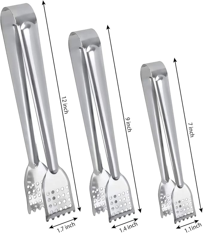 8 Pack Serving Tongs, 9 Inch, Silver, Stainless Steel, Ideal for Parties & Daily Use - Image 8