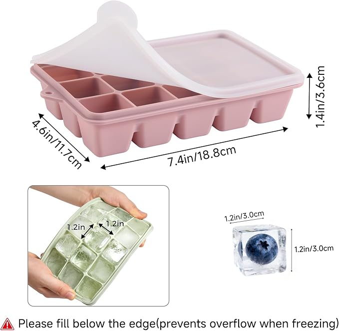 Silicone Ice Cube Trays with Lid, Set of 4, Easy Release Ice Molds, Reusable and Stackable Ice Trays for Freezer for Cocktail, Whiskey, Baby Food, BPA Free (multicolour) - Image 3