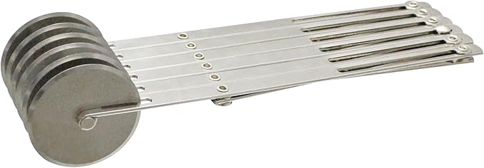 TrueCraftware- 6-Wheel Stainless Steel Adjustable Dough Divider- Pastry Cutter Bakeware Stainless Pizza Slicer Round Dough Cutter Roller Cookie Pastry Knife Divider