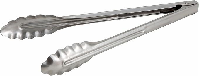 Winco Stainless Steel, Coiled Spring Utility Tong Heavyweight, 12-Inch, Medium by Winco