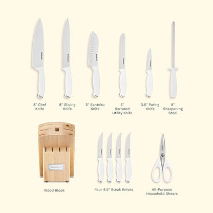 Cuisinart Block Knife Set, 12pc Cutlery Knife Set with Steel Blades for Precise Cutting, Lightweight, Stainless Steel, Durable & Dishwasher Safe, C77SSW-12P - Image 6