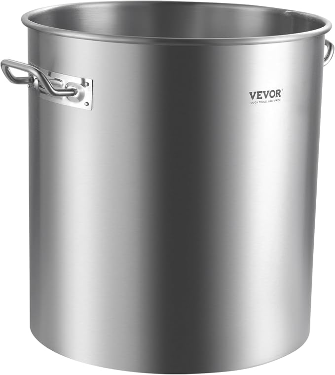 VEVOR Stainless Steel Stockpot, 64 Quart Large Cooking Pots, Cookware Sauce Pot with Basket, Lid, and Handle, Heavy Duty Commercial Grade Stock Pot, Sanding Treatment, for Large Groups Events Silver - Image 9