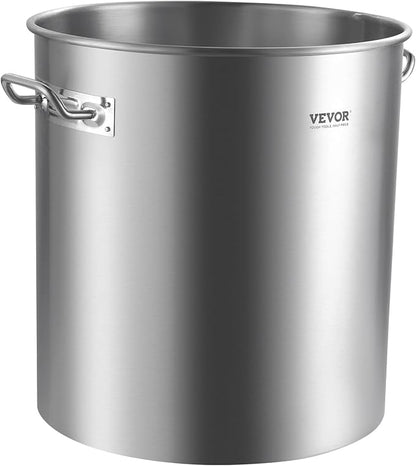 VEVOR Stainless Steel Stockpot, 64 Quart Large Cooking Pots, Cookware Sauce Pot with Basket, Lid, and Handle, Heavy Duty Commercial Grade Stock Pot, Sanding Treatment, for Large Groups Events Silver - Image 9