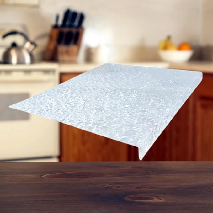 JJL Acrylic Cutting Board with Counter Lip, Anti-Slip, 16 x 12.5 Inches, Texture, Perfect for Cutting Bread, Meat, and Vegetables, Ideal Choice for Kitchen Countertop Décor