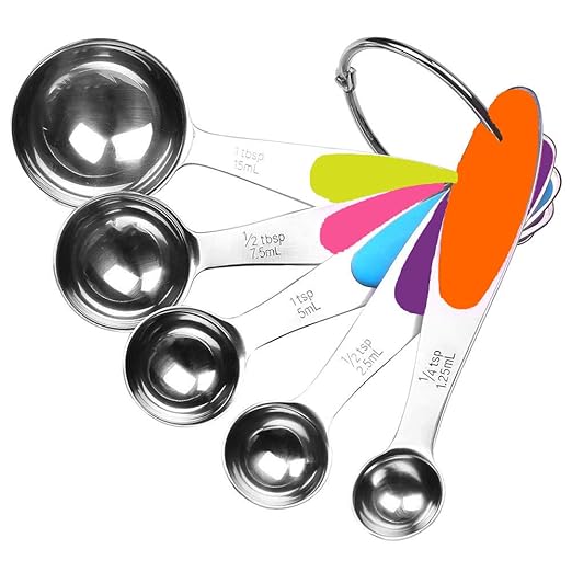 Fsdifly-Stainless Steel Measuring Spoons 5 Piece Stackable Set - Measuring Set for Cooking and Bakin (A) by Fsdifly