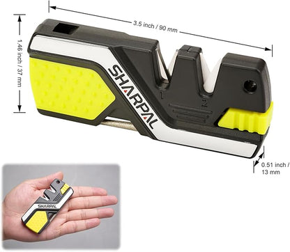 SHARPAL 101N-G Kitchen Pocket Knife Sharpener Survival Camping Tool with 2 Fire Starters Ferro Rod, Whistle & Diamond Sharpening Rod for Straight and Serrated Blade - Image 3