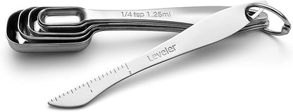 Spring Chef Stainless Steel Measuring Spoons Set of 6 with Leveler, Rectangular Metal Teaspoon & Tablespoon Measuring Spoons for Dry & Liquid Ingredients - Nesting Kitchen Gadgets For Baking & Cooking - Image 9