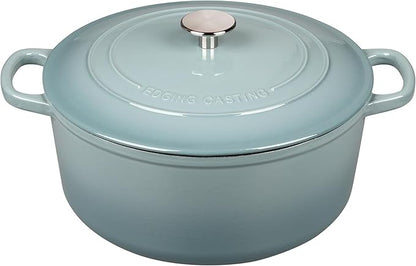 EDGING CASTING Enameled Dutch Ovens Cast Iron Dutch Oven Pot with Lid for Bread Baking, Cook, Dual Handle, 5.5 Quart, Seasalt by EDGINGCOOKWARE