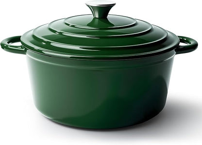 4.5 Quart Dutch Oven Pot with Lid, Non Stick Enameled Cast Iron Dutch Oven for Bread Baking, Heavy-Duty, Oven Safe Ceramic Cookware Up to 500°F for Baking, Braising, Stews, Roasting, Green by Fijinhom