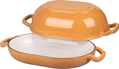 VORRINGARD Enameled Cast Iron Sourdough Bread Oven, Dutch Oven, Loaf Cast Iron Bread Pan for Homemade Bread Baking, Meatloaf Pan with Lid, 7QT, Yellow - Image 5