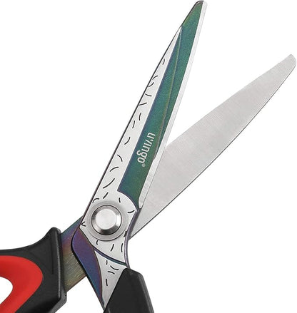 LIVINGO 10" Multipurpose Heavy Duty Scissors, Premium Titanium Coating Forged Stainless Steel Tool Industrial Shop Shears for Household, Pruning, Gardening, Fabric, Red/Black - Image 3