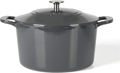 Martha Stewart Gatwick 7 QT Enamel Cast Iron Dutch Oven – Gray, Durable Heavy-Duty Dutch Oven for Slow Cooking, Braising, and Baking by MarthaStewart