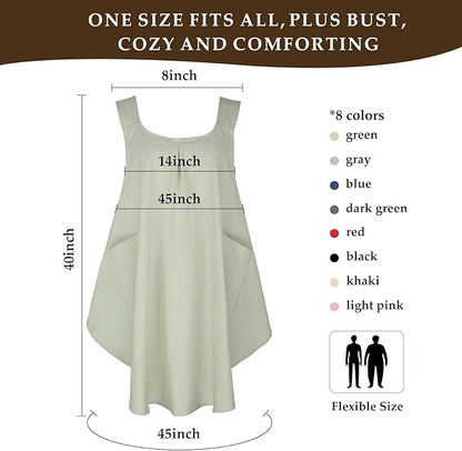 Apron for Women with Pocket Cotton Linen, Japanese Cross Back Apron for Gardening Painting