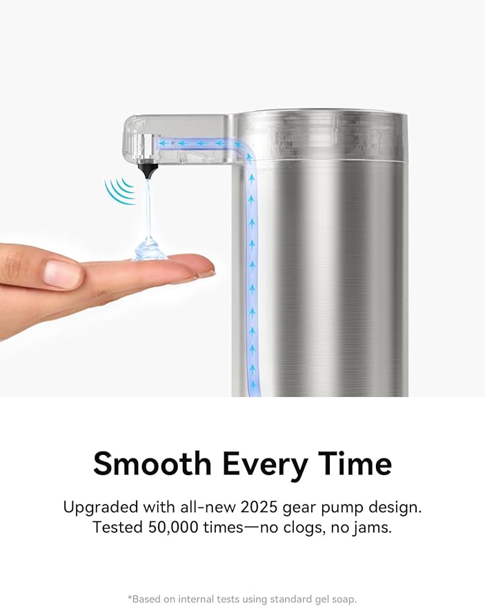 SUNLY Touchless Automatic Soap Dispenser – Clog-Free Pump, 0.2s Fast Sensor, USB-C Rechargeable, Smudge-Resistant Stainless Steel, for Kitchen & Bathroom Soap Dispenser - Image 3