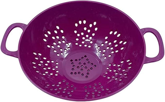 Heavy Duty 6 Inch Food Colander,Large Capacity Vegetable Strainer with Double Handles,Plastic Multipurpose Fruit Draining Basket for Kitchen(Purple)