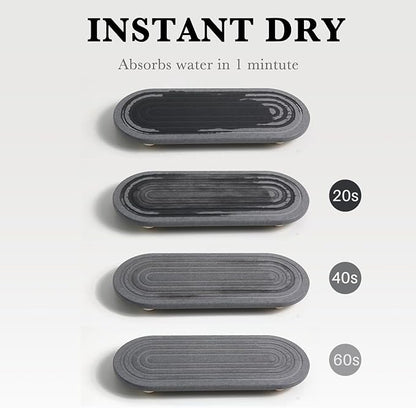 Instant Dry Sink Caddy Organizer – Water Absorbing Stone Tray for Kitchen Bathroom Countertop, Fast Drying Sink Caddy (with Wooden Feet and Natural Loofah, Gray) - Image 5
