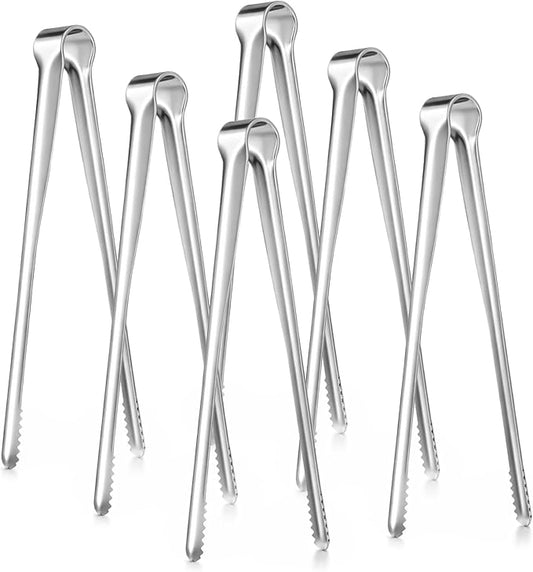 6 Pack Small Kitchen Tongs Set - 7.5 Inch Stainless Steel Tongs with Non-Slip Tips, Multi-Purpose Cooking Tong for BBQ, Baking, Salad Serving, Food Handling - Easy Grip, Dishwasher Safe