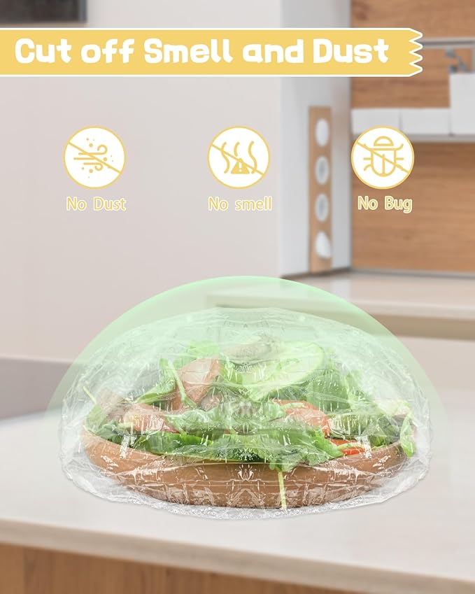 Plastic Bowl Covers for Sourdough Bread Proofing Large Disposable Elastic Food Wraps Fits 12-inch Bowls, Shower Caps for Banneton Bread Proofing Basket Plastic Food Wrap Can Covers 100 Pcs - Image 3