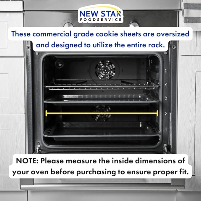 New Star Foodservice Commercial-Grade 18-Gauge Aluminum Sheet Pan/Bun Pan (18 L x26 W x1 H (Full Size) XL Size Measure Oven) - Image 10