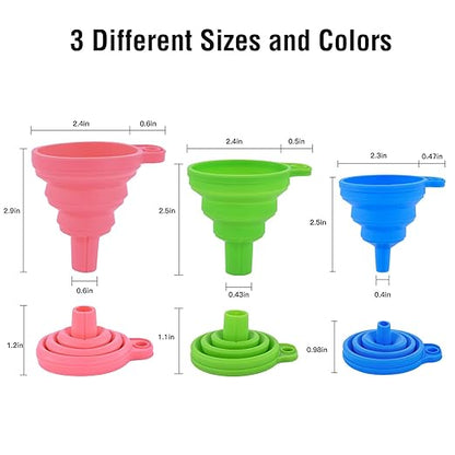 Kitchen Silicone Collapsible Funnel Set of 3,Small and Large,Flexible-Foldable-Cooking-Food-Grade Funnels for Filling Small or Mini Bottles,Perfume,Filling Capsules,Fry Oil Filter,Essential Oil,Spice - Image 2