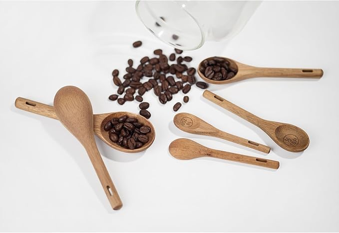 6pcs Measuring Spoons Set, Natural Acacia Wooden Measuring Spoons Includes 1/8 tsp, 1/4 tsp, 1/2 tsp, 1 tsp, 1/2 tbsp & 1 tbsp, Cute Teaspoon Tablespoon for Measuring Dry Ingredients - Image 5