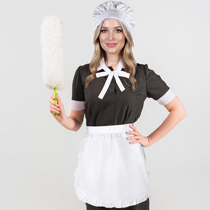 Tucnoeu 2pcs White Mob Cap Half Apron Halloween Colonial Costume Set Women Pilgrim Costume Accessories for Maid Girl Cosplay