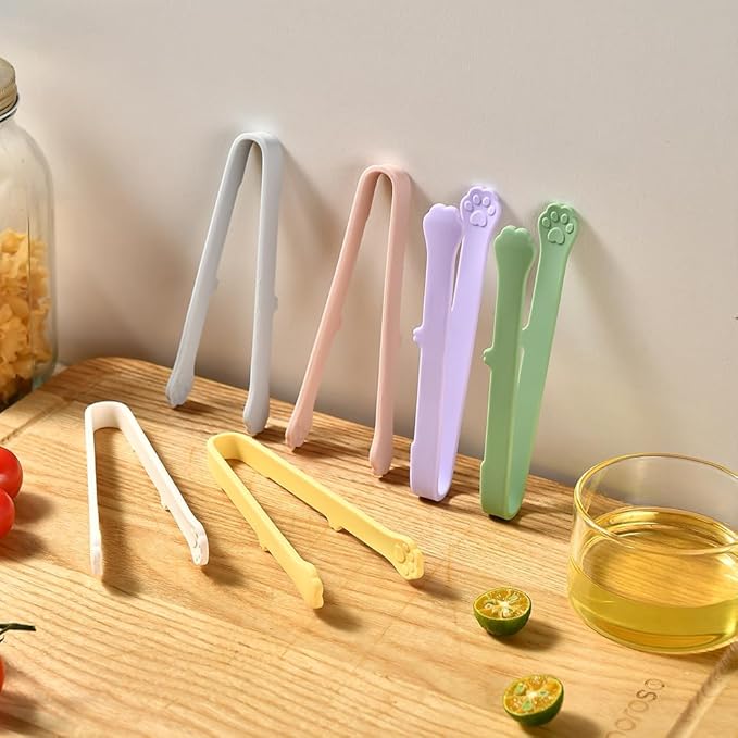 6 Pcs Mini Silicone Food Tongs, Heat Resistant & Non-Slip Grip Kitchen Cooking Tongs for Baking Bread, BBQ Grilling, Salad Serving, Anti-Scald BBQ Grill Clamps Barbecue Clamps (Colorful)