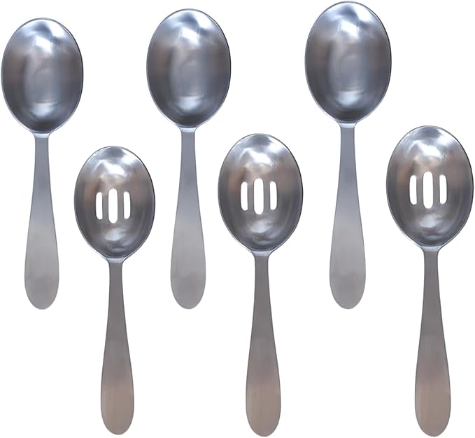 Darware Portion Control Serving Spoons Set (6pc) – Stainless Steel 1/4, 1/3, 1/2 Cup Sizes – Solid & Slotted Kitchen Utensils for Meal Prep, Cooking & Healthy Eating by Darware