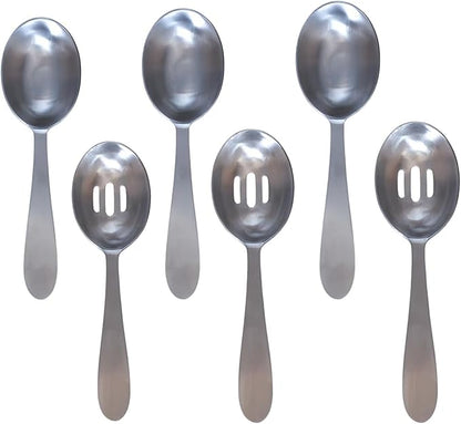 Darware Portion Control Serving Spoons Set (6pc) – Stainless Steel 1/4, 1/3, 1/2 Cup Sizes – Solid & Slotted Kitchen Utensils for Meal Prep, Cooking & Healthy Eating by Darware