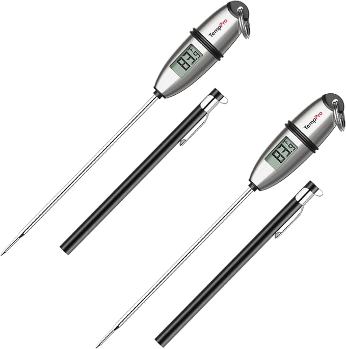 TempPro TP02S (2 Pack) Digital Food Thermometer for Cooking Bread Baking Sourdough Liquids, Meat Thermometer Digital with Super Long Probe for Kitchen BBQ Candy Making Accessory (Previously ThermoPro) by TempPro