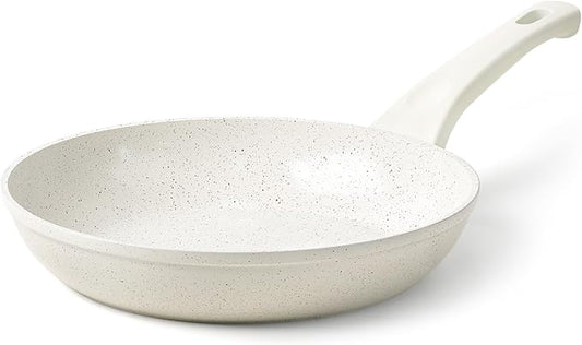 Ceramic Non Stick Frying Pan - 9.5 Inch Ceramic White Non Stick Skillet Frying Pans, Safe&No Toxic Egg Omelette Frying Pan, Nonstick Cookware Cooking Pan, Induction Compatible, PFOA&PFAS Free by Innerwell
