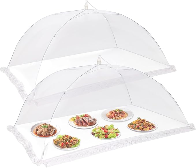 2 PCS Extra Large Food Covers Nets for Outside（40"X24"）umbrella Mesh Screen Covers for Outside Pop-Up Mesh Reusable and Collapsible Food Nets for Parties Picnics Outdoor BBQS… by KIGEAPUEL