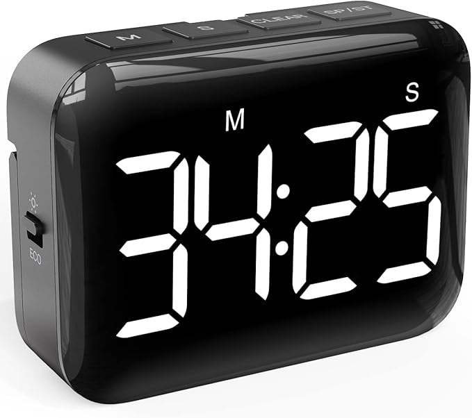 VOCOO Magnetic Kitchen Timer for Cooking with Count Up Countdown, Digital Timer Battery Powered with Large Display, 2 Brightness and Volume Levels for Classroom, Teacher, Kids (Dark Black) by Home