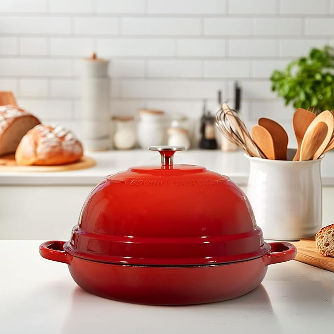 EDGING CASTING Enameled Cast Iron Dutch Oven Pot with Lid, Round Bread Oven for Homemade Sourdough Bread Baking, 6 Quart, Red - Image 7