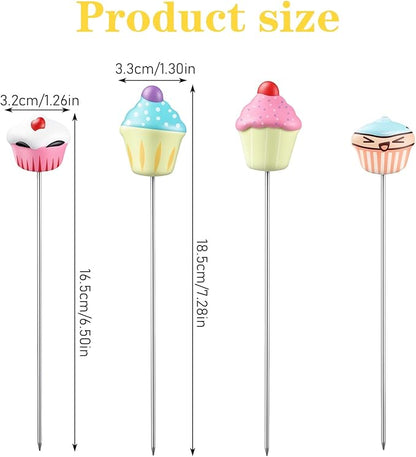 4 Pcs Stainless Steel Cake Testing for Baking, 7.3“, 6.5" Length Cake Testing Sticks, Cute Dessert Decor Cake Test Baking Stick for Cupcakes,Bread,Pastry,Cookie,Brownies