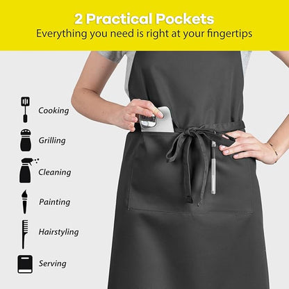 ROTANET Extra Large Apron for Men Adjustable Bib Aprons with 2 Pockets Cooking Kitchen Women Chef Water & Oil Resistant - Image 4