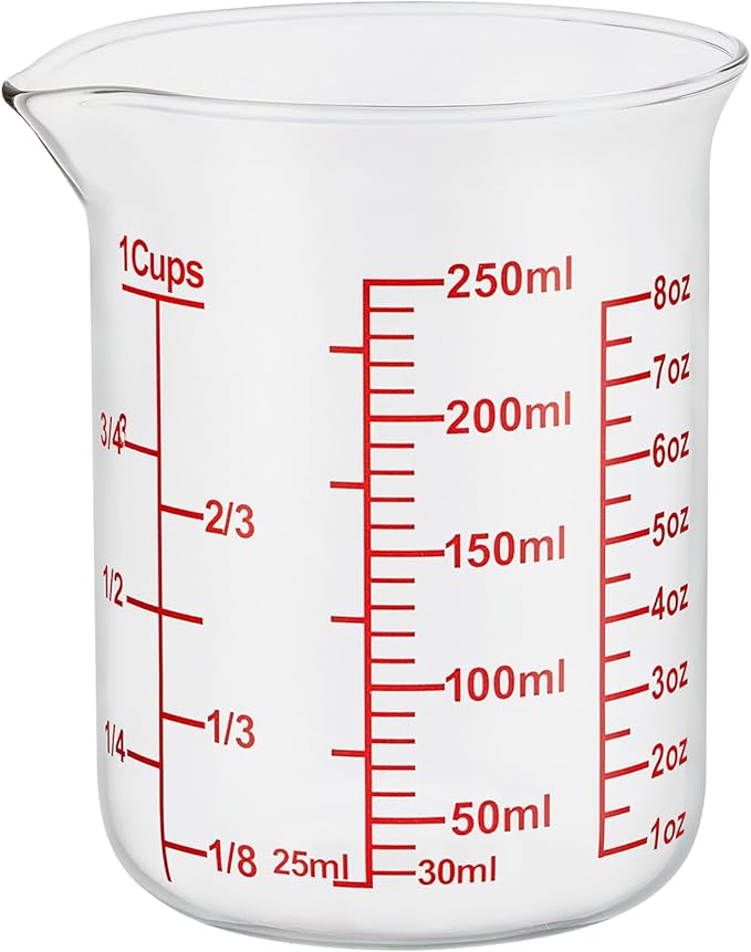 Ackers Glass Measuring Cup 1 Cup,8oz Borosilicate Liquid Measuring Cup with Spout by AckersBORO33