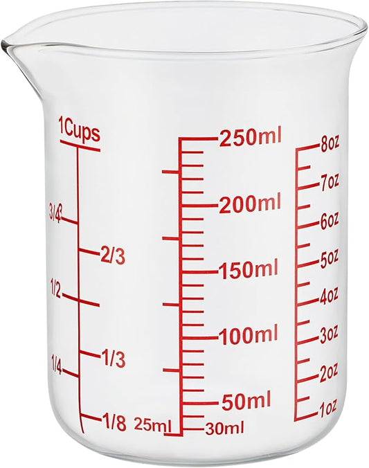 Ackers Glass Measuring Cup 1 Cup,8oz Borosilicate Liquid Measuring Cup with Spout by AckersBORO33