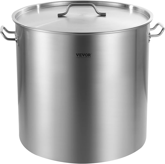 VEVOR Stainless Steel Stockpot, 100 Quart Large Cooking Pots, Cookware Sauce Pot with Basket, Lid, and Handle, Heavy Duty Commercial Grade Stock Pot, Sanding Treatment, for Large Groups Events Silver - Image 12