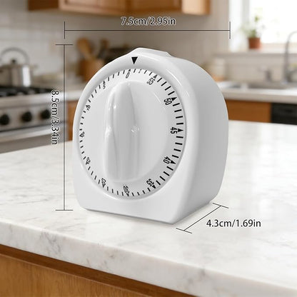 Kitchen Timers for Cooking,60 Minute Wind Up Timer,Visual Mechanical Timer,with Loud Alarm,No Batteries Required,Manual Countdown Timers for Classroom, Home, Study and Cooking (White)