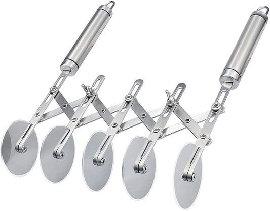 Juome 5 Wheel Pastry Cutter Stainless Pizza Slicer Multi-Round Dough Cutter Roller Cookie Pastry Knife Divider with Handle by Juome