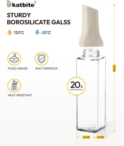 katbite 16oz Glass Olive Oil Dispenser Bottle for Kitchen Cooking - Leakproof Kitchen Essential with Precise Pouring Spout for Salad, Air Fryer, BBQ, Non-Stick Pans, Easy Refill and Use, Light Grey - Image 4