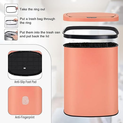 PayLessHere | 13 Gallon Stainless Steel Trash Can | Pink | Automatic Touchless Lid with Motion Sensor | Kitchen Garbage Can with Waterproof Design | for Home, Office, Bathroom | Pack of 1 - Image 6