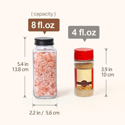 ComSaf Large Spice Jars, 6Pcs 8 oz glass spice bottle with lids, Empty Spice Containers and Square Spice Bottles, Trial Set & Supplement Set for Kitchen and Seasoning - Image 5