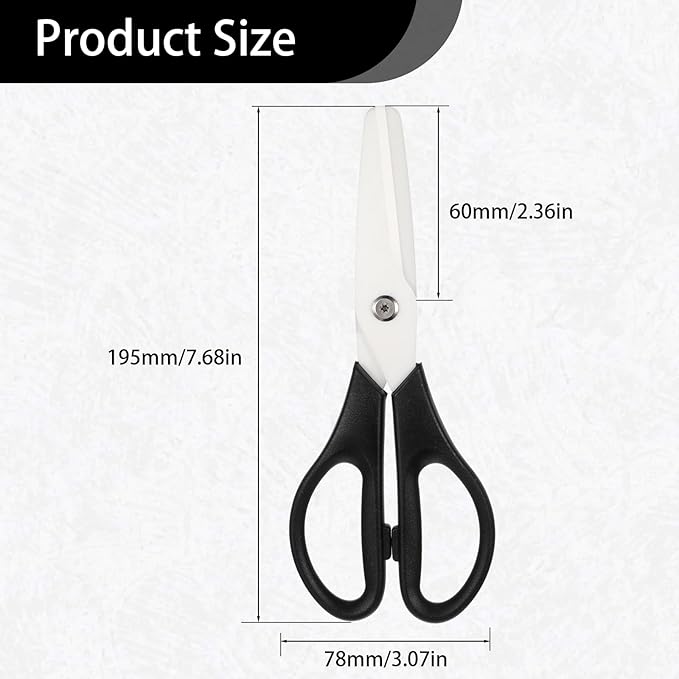 Ceramic Scissors 8" Kitchen Shears Scissors Ceramic Blade Kitchen Scissor All Purpose Cooking Shears for Kitchens Office School Crafting (Black)
