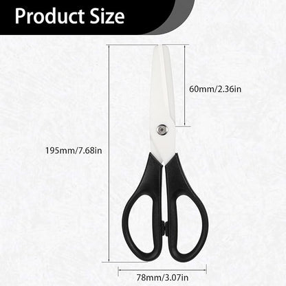 Ceramic Scissors 8" Kitchen Shears Scissors Ceramic Blade Kitchen Scissor All Purpose Cooking Shears for Kitchens Office School Crafting (Black)