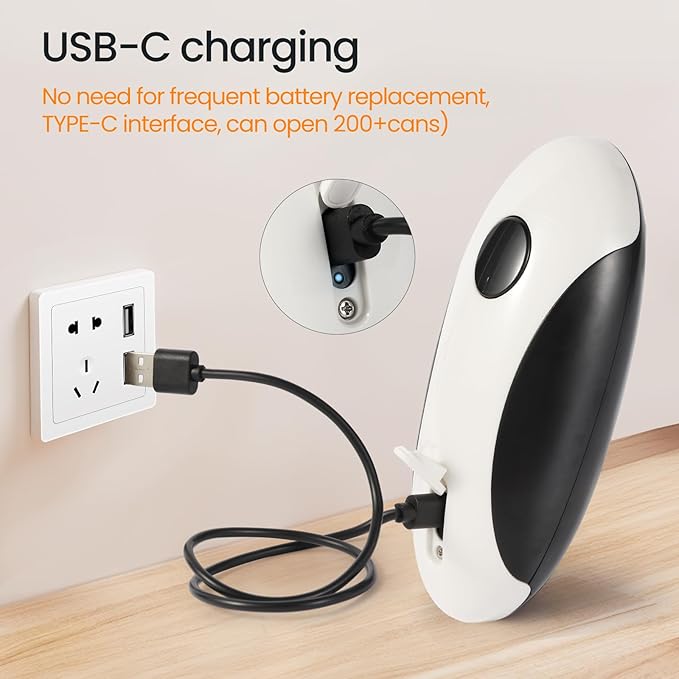 Rechargeable Electric Can Opener, Hands Free for seniors，Food Safe Automatic Can Opener with Smooth Edge,Easy to Use,Works with All Standard Cans - Image 4