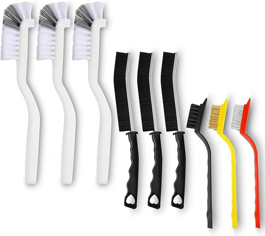9 Pack Crevice Cleaning Brush Set, Hard Bristle Detail Brush Set for Deep Cleaning Kitchen, Bathroom, Grout, Sink, Bottle, Blender, Corners, Tight Spaces by Unknown