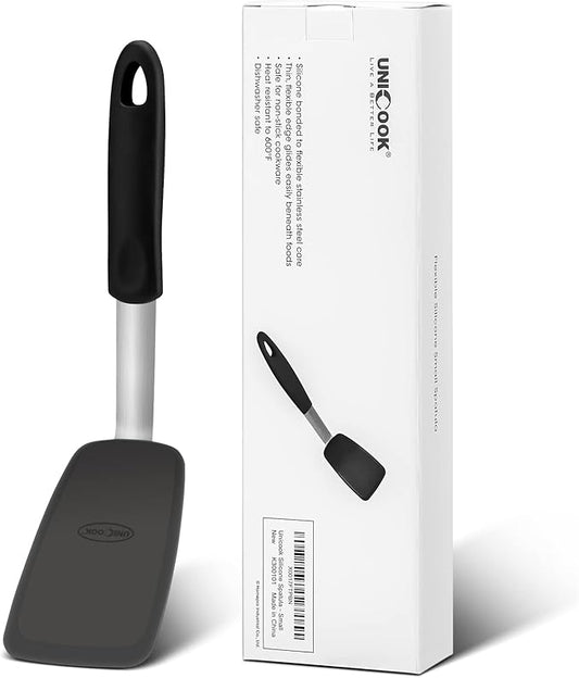 Unicook Flexible Silicone Spatula, Turner, 600F Heat Resistant, Ideal for Flipping Eggs, Burgers, Crepes and More, Small by UNICOOK